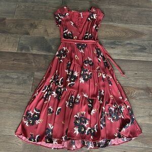 Free People All I Got Printed Maxi Dress, Red Combo, Floral Midi Dress